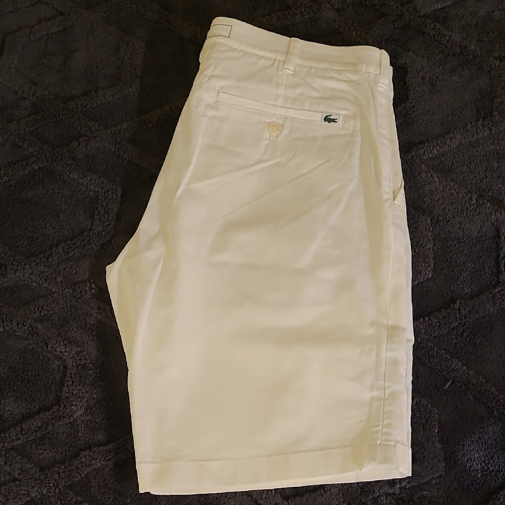 Lacoste Men's White Flat Front Shorts